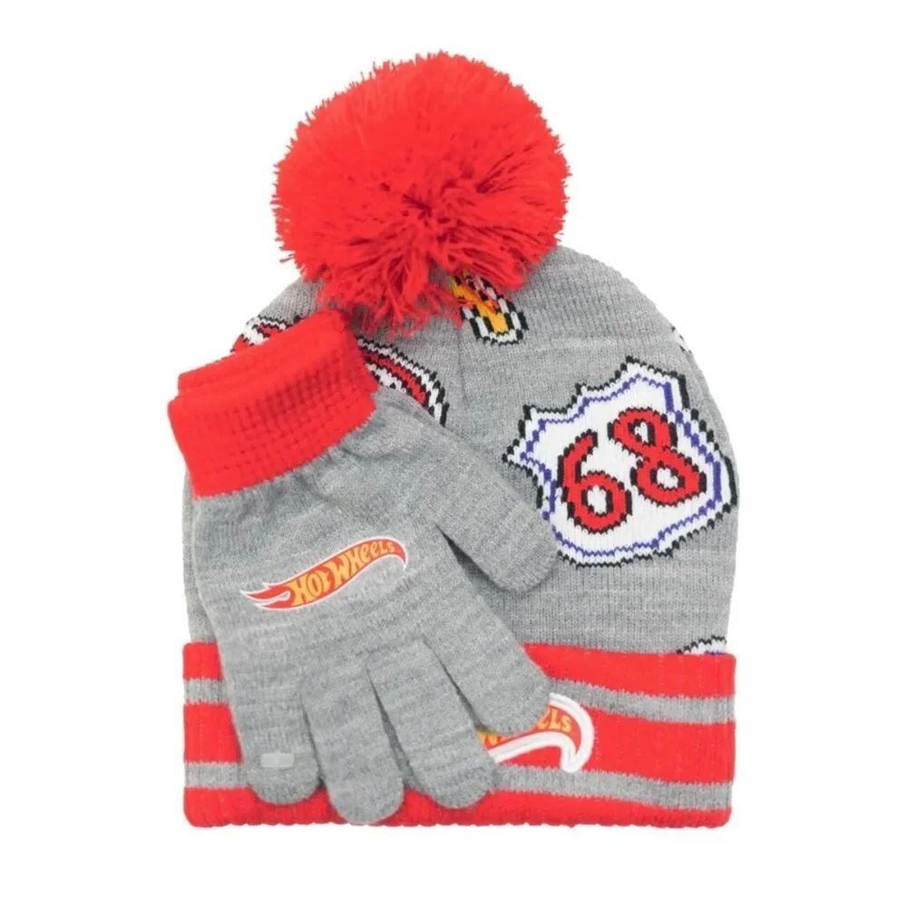 Hot Wheels Boys Beanie Hat & Glove Set